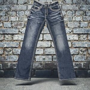 Buckle Black Men's Bootcut Jeans Blue Stretch Denim 28W x 32L